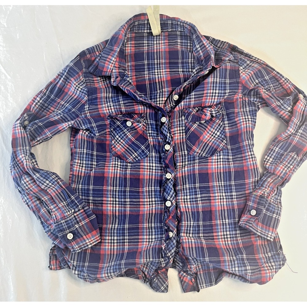 Girl Krazy Girls 7 Kids Purple plaid‎ Snap Button Front Blouse